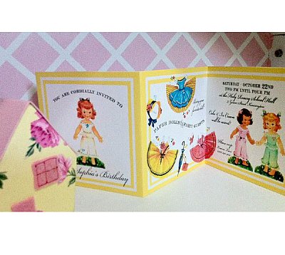 Paper Doll Trifold Invitation