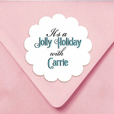 Jolly Holiday Scallop Round Stickers