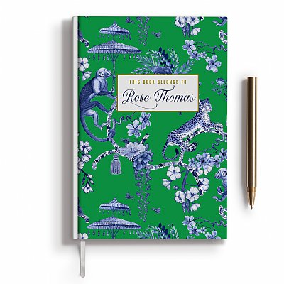 Personalized Green Blue Chinoiseries Jungle Journal