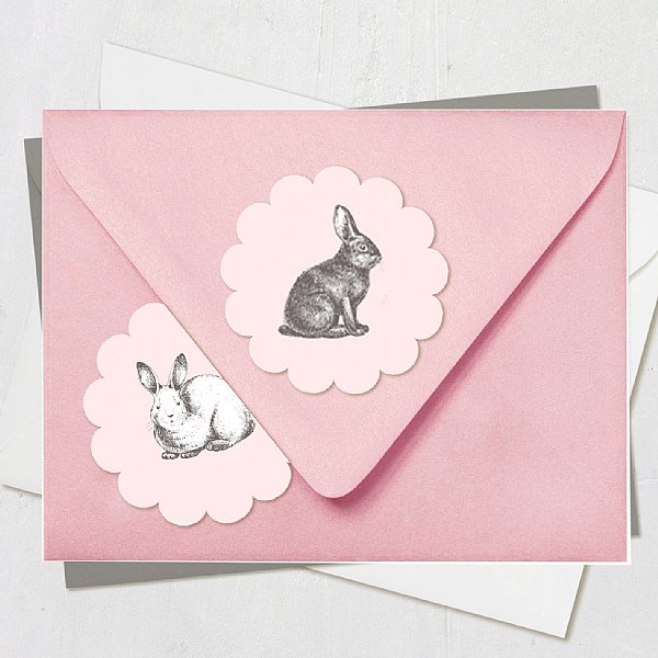 Little Hare Scallop Round Stickers