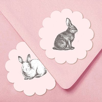Little Hare Scallop Round Stickers