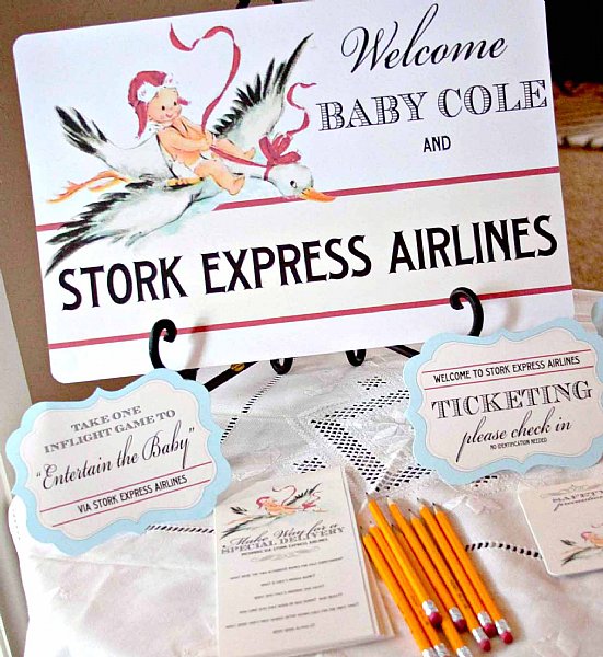 Incoming "Welcome Stork Express Airlines" 11x17