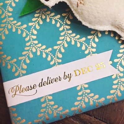 Gold Foil Deliver by Dec 25th Christmas Pennant Stickers
