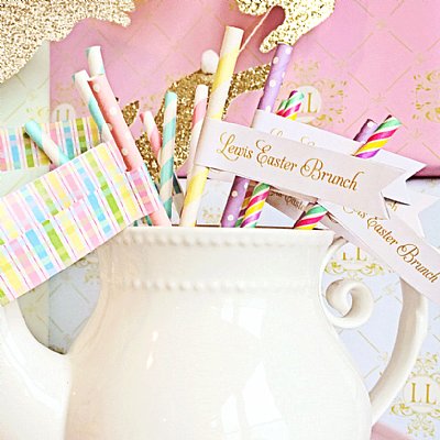 Easter Personalized Straw and Pennant Kit