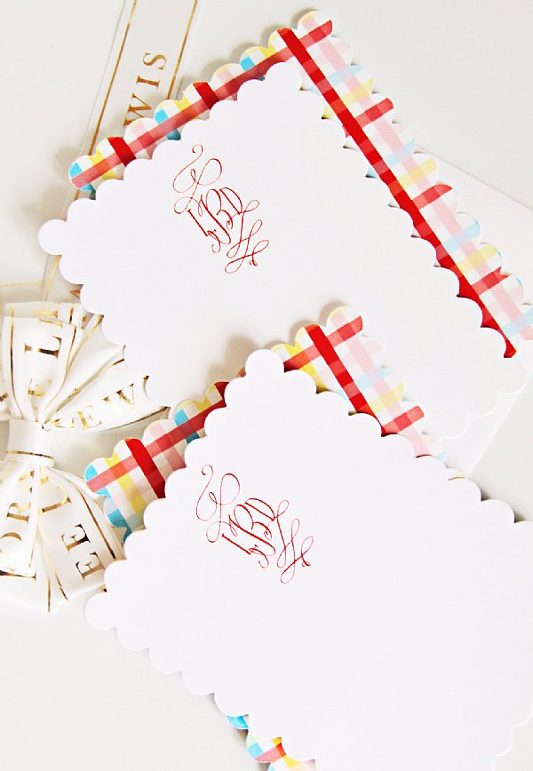 Sweet Plaid Monogram Stationery Set 