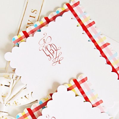 Sweet Plaid Monogram Stationery Set 