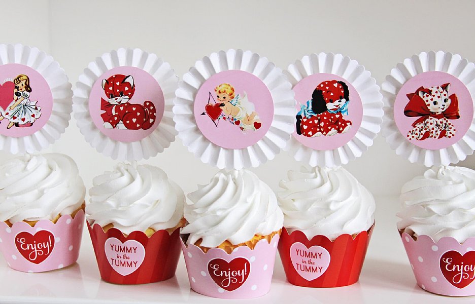 Vintage Valentine Cupcake Kit