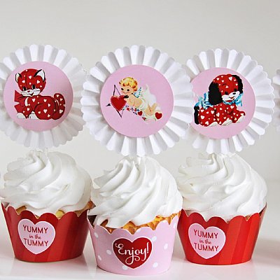 Vintage Valentine Cupcake Kit