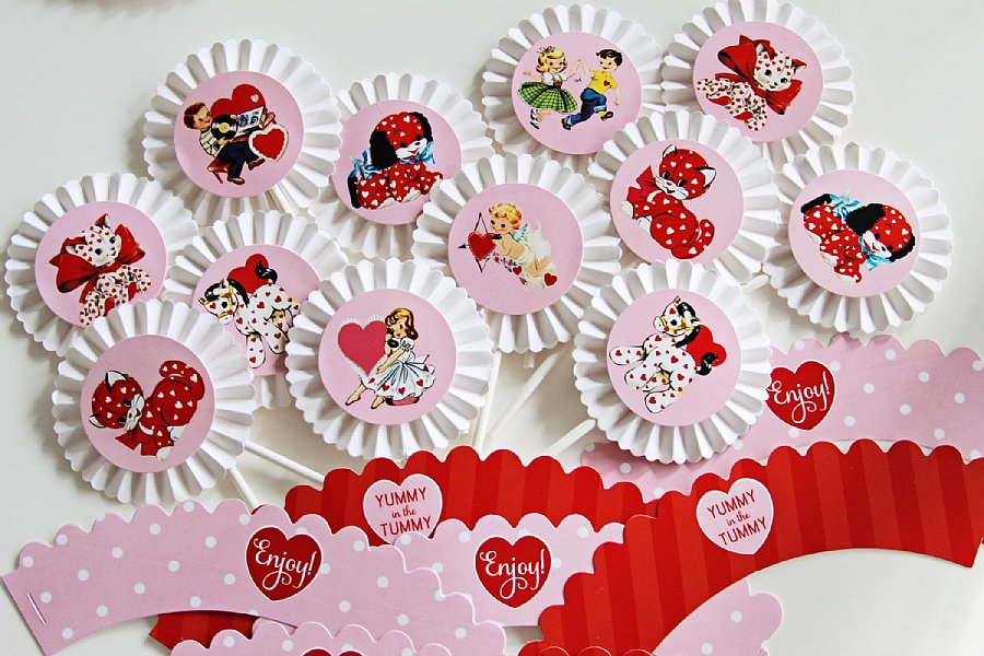 Vintage Valentine Cupcake Kit