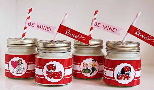 Vintage Valentine Straw and Pennant Kit