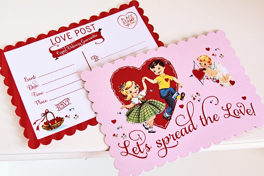 Vintage Valentine Fill-in-the-Blank Invitation Set