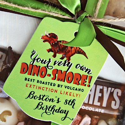 Dinosaur "Dino-Smore" Favor Tags