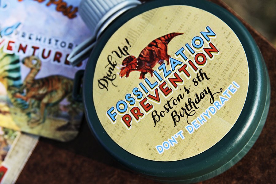 Dinosaur Water "Fossilization Prevention!" Labels