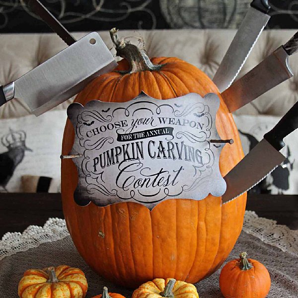 Something Wicked Collection Pumpkin Carving Large Die Cut Sign