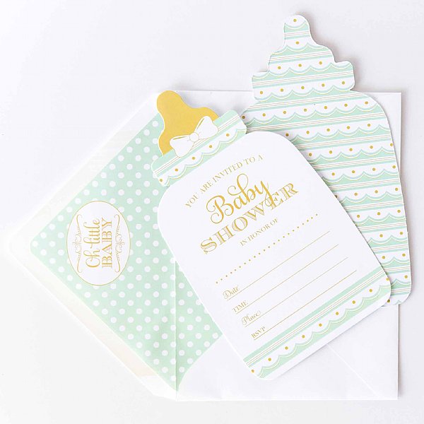 Baby Bottle Fill-in-the-Blank Invitation Set