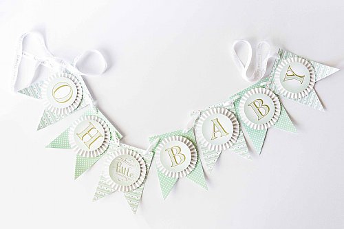 Baby Bottle Rosette Pennant Banner (Green)