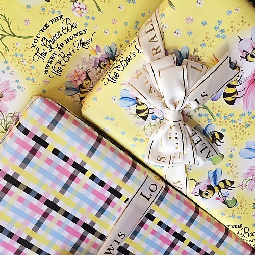 Busy Bee Plaid Gift Wrap