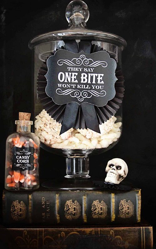 Frighteningly Fun Rosette Buffet Sign "One Bite"