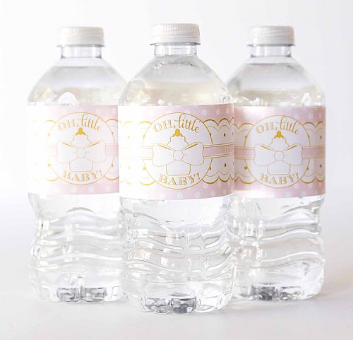 Baby Bottle Water Bottle Labels (Pink)