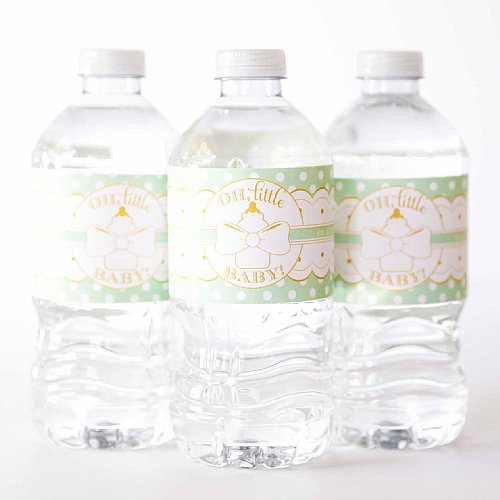 Baby Bottle Water Bottle Labels (Green)