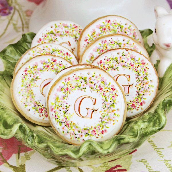 Spring Blooms Monogram Wafer Paper Images