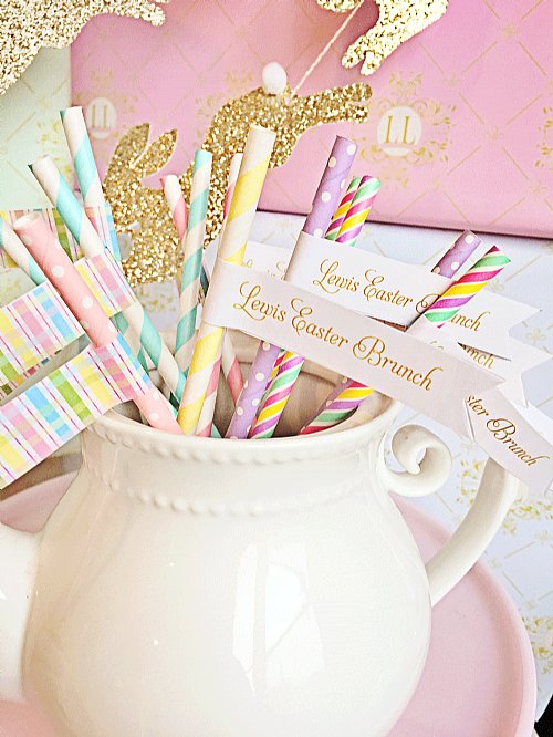 Easter Personalized Straw and Pennant Kit