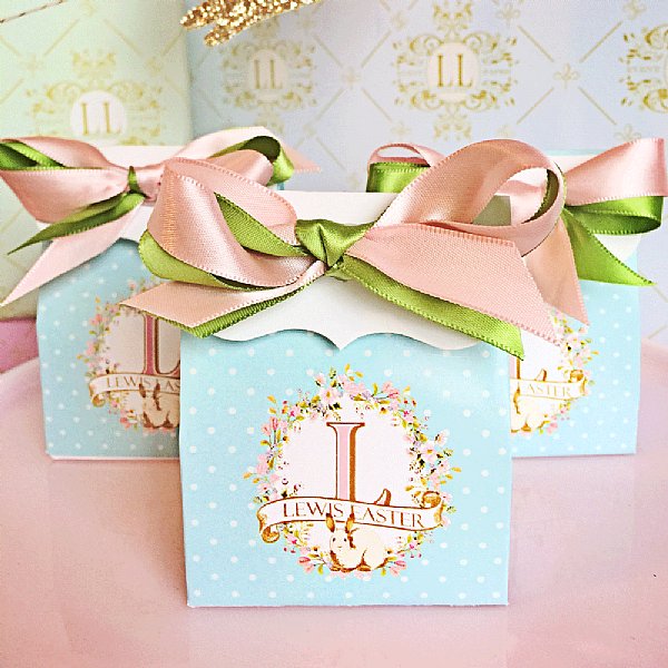 Spring Blooms Blue Favor Boxes