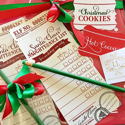 Naughty and Nice Elf Checklist Set with Pencils