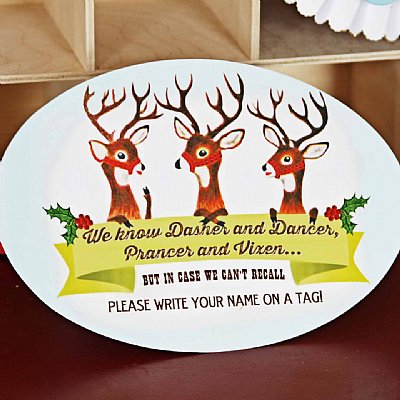Retro Reindeer Collection 5x7" Oval Sign
