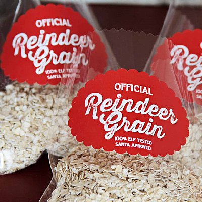 Reindeer Grain Scallop Oval Stickers