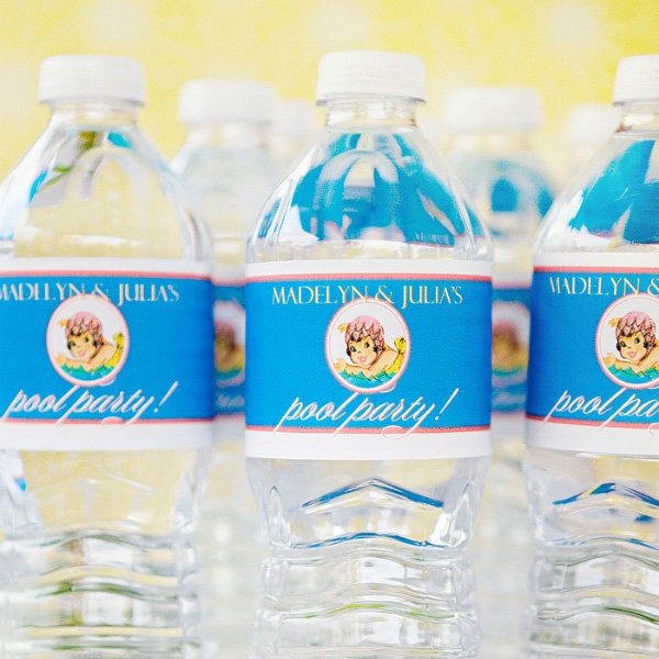 Sweetie Swim Cap Water Bottle Labels