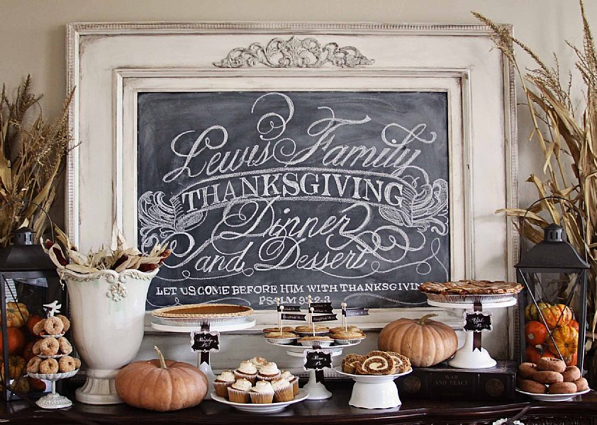 Traditional Thanksgiving Menu Buffet Signs