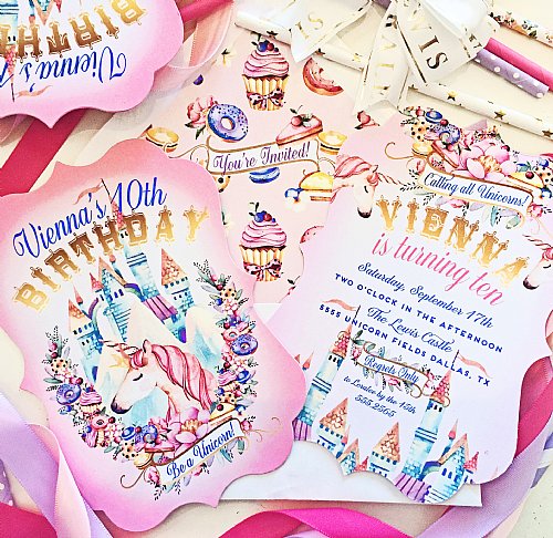 Unicorn Personalized Invitation Set