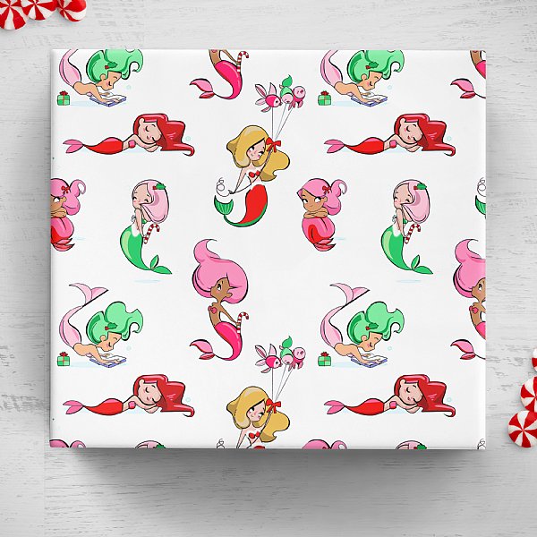 Mermaid Holiday Christmas Gift Wrap