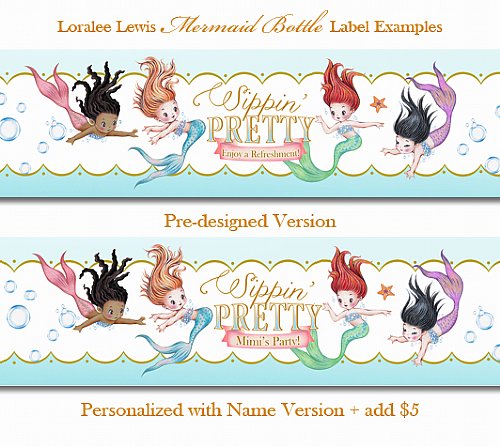 Mermaid Water Bottle Labels