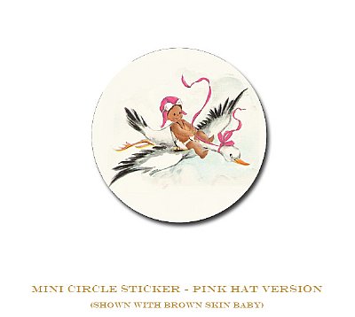 Incoming Mini Stork Circle Stickers