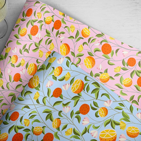 Modern Citrus Chintz Collection Gift Wrap