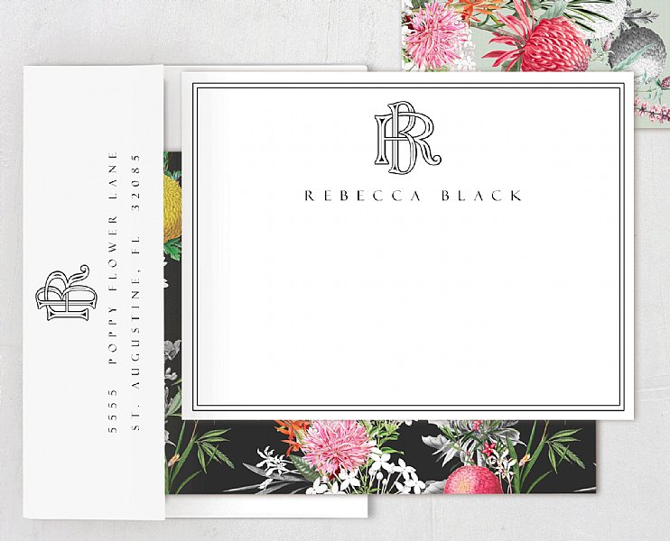 Monogram Mod Floral Stationery Set