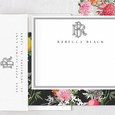 Monogram Mod Floral Stationery Set