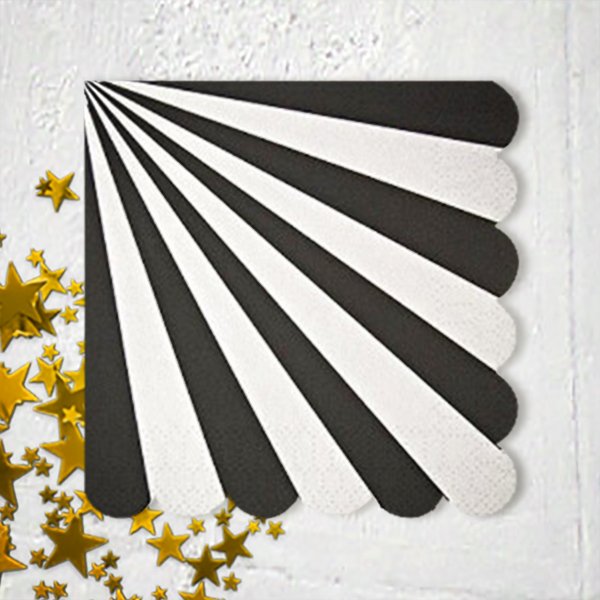 Scallop Black Stripe Party Napkins