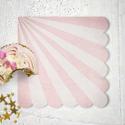 Scallop Pink Stripe Party Napkins