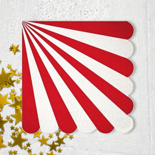 Scallop Red Stripe Party Napkins