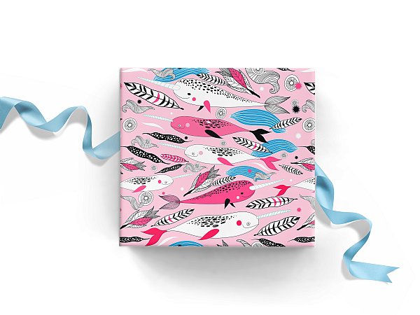 Narwhals Pink Gift Wrap