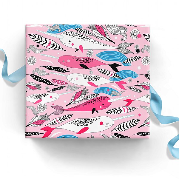Narwhals Pink Gift Wrap