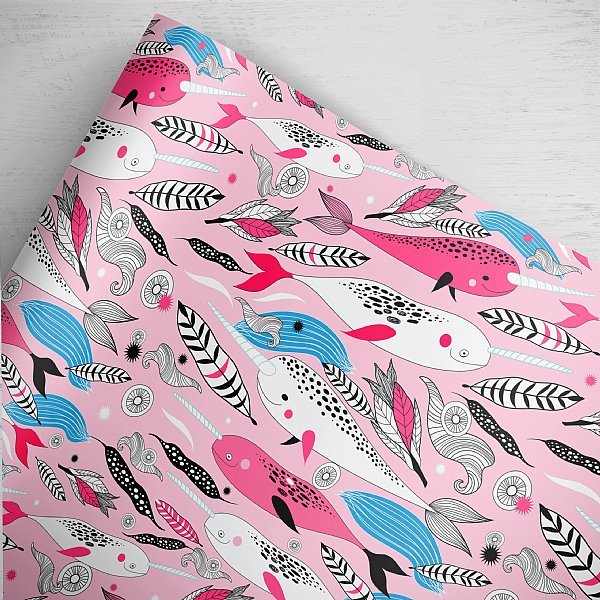 Narwhals Pink Gift Wrap