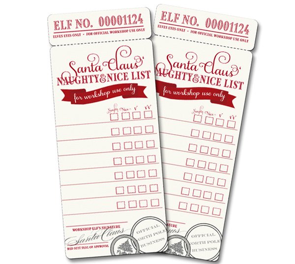 Naughty and Nice Elf Checklist Set with Pencils