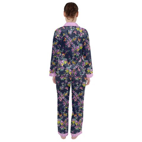 Satin PJ Set in Butterfly Midnight Chintz