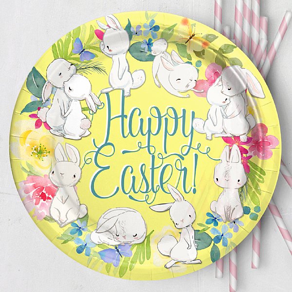 Easter Bunnies Paper 9" Dinner Plates