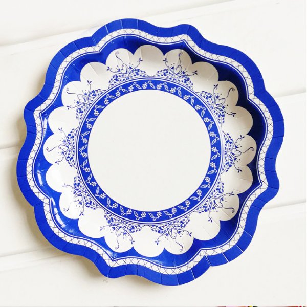 Blue Toile Party Paper Plate Set