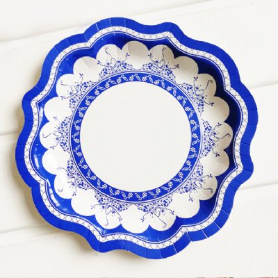 Blue Toile Party Paper Plate Set